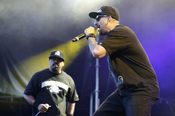 B-Real et Sen Dog, du groupe de hip-hop américain Cypress Hill, au 31e Gurtenfestival de Bern
