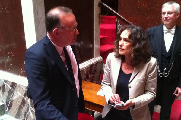 Sylviane Bulteau et Hugues Fourage découvrent l'Assemblée Nationale