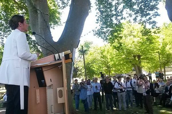 La ministre de l'écologie, lundi midi, à Nant.