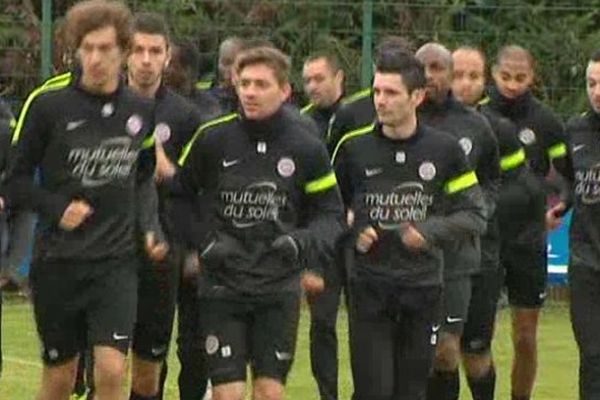 Les joueurs montpelliérains lors du premier entraînement de l'année, avant la Coupe de France, dimanche