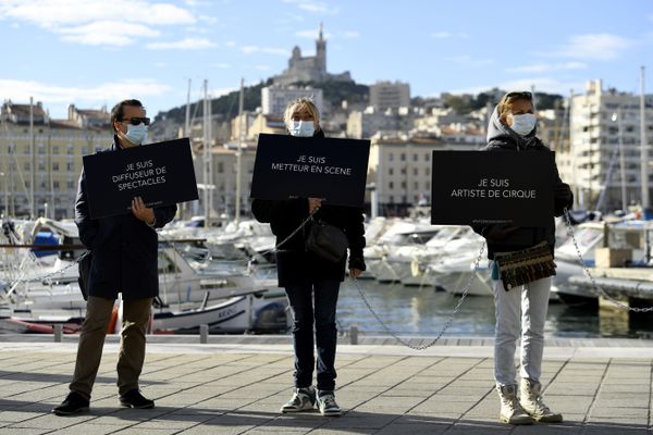 Un métier sur une pancarte et des chaînes 