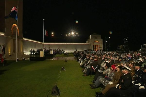 Le mémorial national australien de Villers-Bretonneux lors de l'Anzac Day 2019