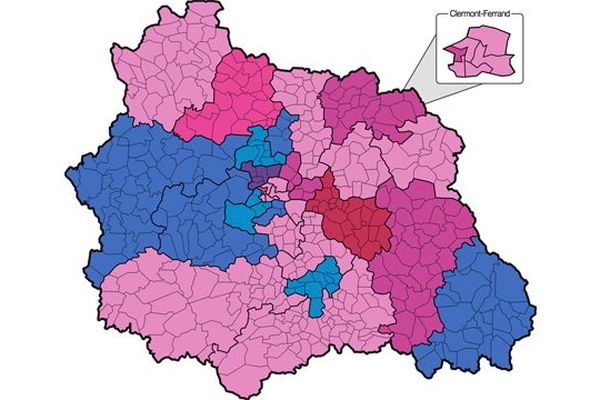 Sur les 30 cantons du Puy-de-Dôme, 10 cantons sont pour la droite, 21 pour la gauche.