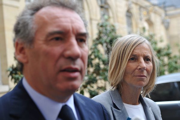 Marielle de Sarnez et Francois Bayrou, president du MODEM a Matignon en 2010.