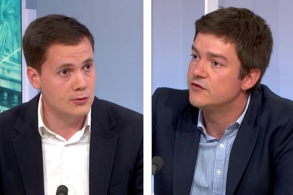 Les deux candidats en lice pour le second des élections législatives 2022 dans la 5e circonscription de l'Eure, François Ouzilleau (LREM) et Timothée Houssin (RN)