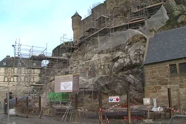 Le chantier du percement de la roche du Mont-Saint-Michel, le 18 décembre