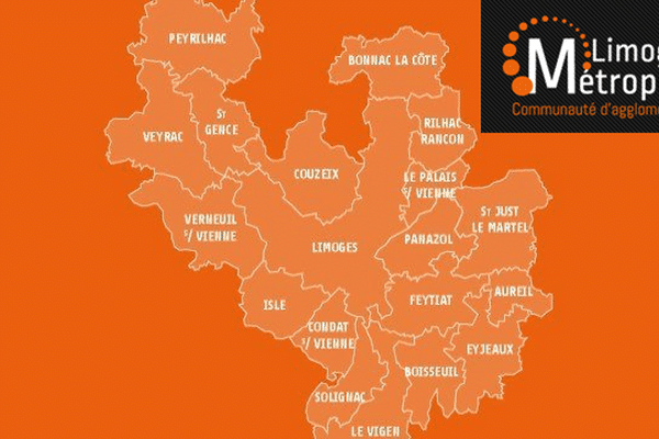 Les 19 communes de l'agglomération de Limoges 