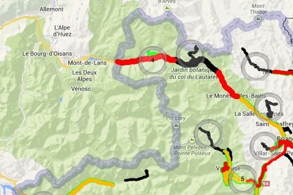 En noir, le col du Lautaret