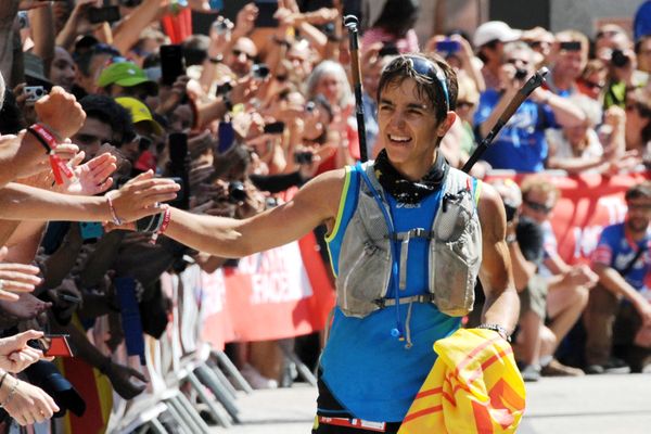 Xavier Thévenard lors de sa victoire à l'Utra Trail du Mont-Blanc en 2013.