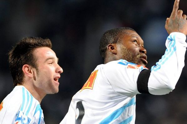 Cissé et Valbuena à l'OM en février 2008.