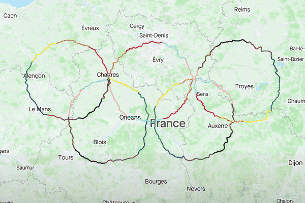 Un parcours de 2196 km sur les routes de 8 départements pour dessiner les anneaux olympiques.