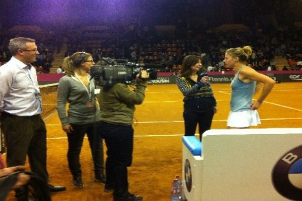 L'Allemande Sabine Lisicki à l'issue du 1er match de la Fed Cup 2013