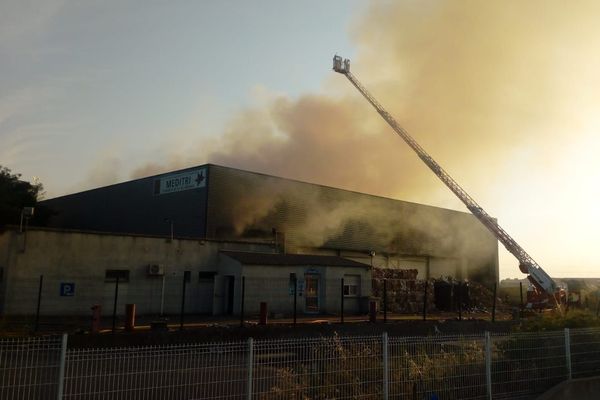 Une zone de stockage de l'usine Meditri, à Béziers, a pris feu.