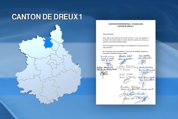 Dix maires ont signé un appel pour faire "barrage au Front national" au second tour des élections départementales sur le canton de Dreux I.