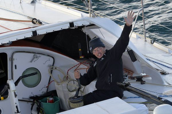 Sébastien Destremau en novembre 2016 au départ du Vendée Globe