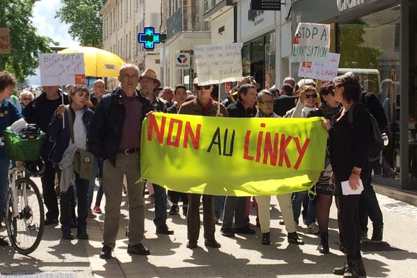 La manifestation contre les compteurs Linky à Niort ce samedi 20 mai 2017.