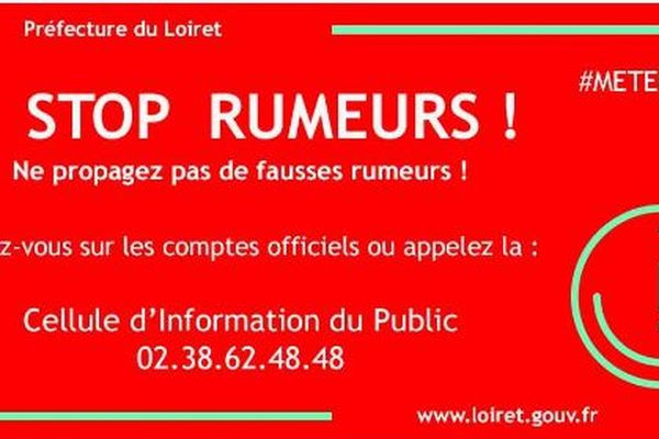 La préfecture du Loiret met en garde les internautes contre la propagation de fausses rumeurs issues de faux comptes d'informations. 