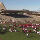 Firminy et son stade, réalisation du Corbusier. La ville est ambassadrice du Téléthon 2024. La pelouse du stade classé a été le théâtre d'un défi : la Grande Mêlée - 30/11/24