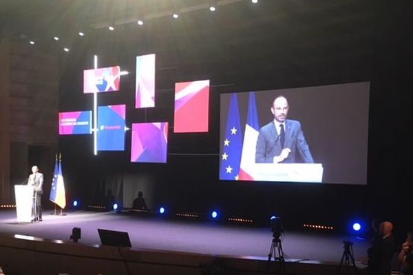 Le premier ministre Edouard Philippe durant le congrès des régions au palais du Pharo à Marseille le 27 septembre 2018