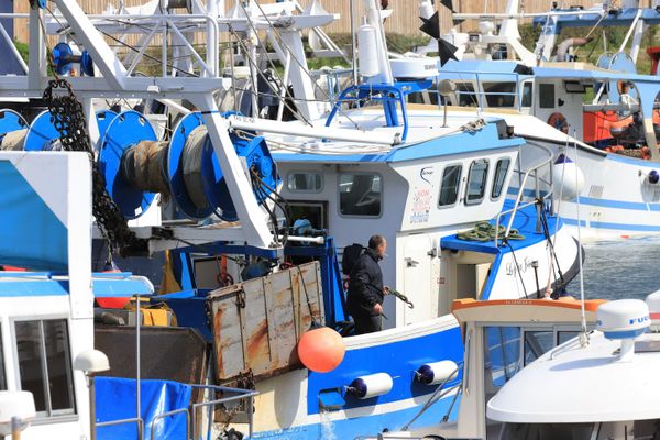 Les bateaux restent à quai au Tréport ce lundi 21 mars 2022.