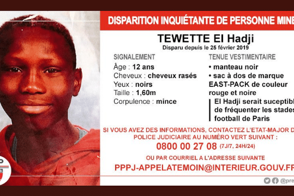 Tewette el Hadji, 12 ans, a disparu depuis le 25 février 2019.