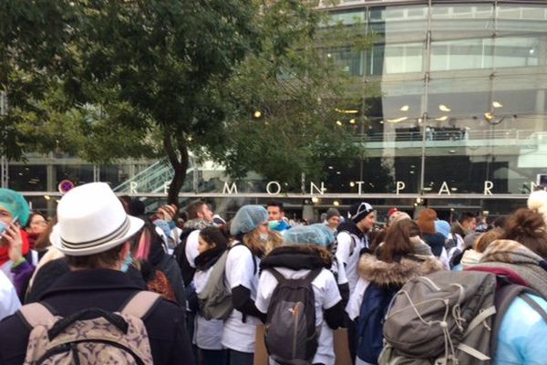 Le personnel de santé manifeste de Montparnasse au ministère de la Santé, le 8 novembre 2016.