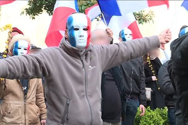 La Ligue du Midi lors d'un rassemblement devant la préfecture de Montpellier en hommage au gendarme tué lors de l'attentat de Trèbes en 2018