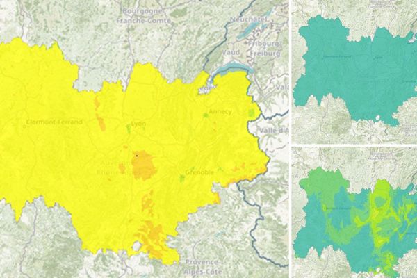 Qualité de l'air le 8 avril 2020 en Auvergne-Rhône-Alpes. 