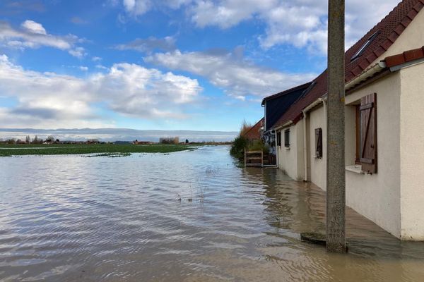 La commune de Merville, touchée depuis le 28 novembre par la montée des eaux.