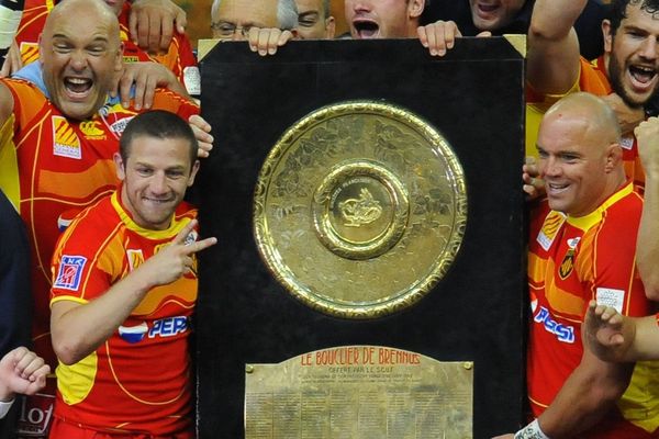 La joie des joueurs de l'USAP, le 6 juin 2009 au Stade de France