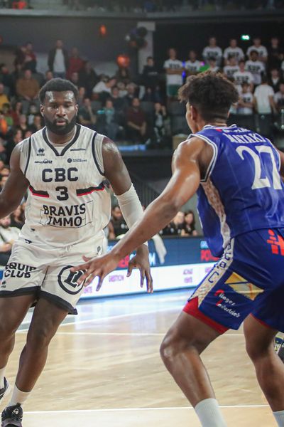 Bali Coulibaly est élu homme du match de la belle de la finale des play-offs de N1M, dimanche 16 juin 2024, au Palais des Sports de Caen (Calvados).