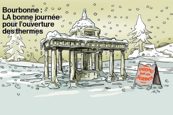 Ouverture sous la neige des thermes de Bourbonne-les-Bains (52)
