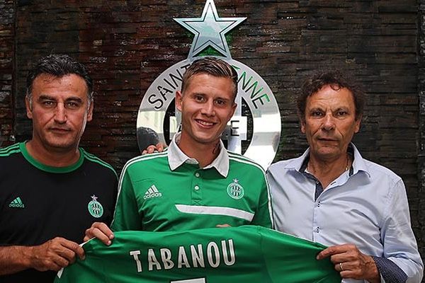 Franck Tabanou en vert avec Christophe Galtier et Roland Romeyer, président de l'ASSE