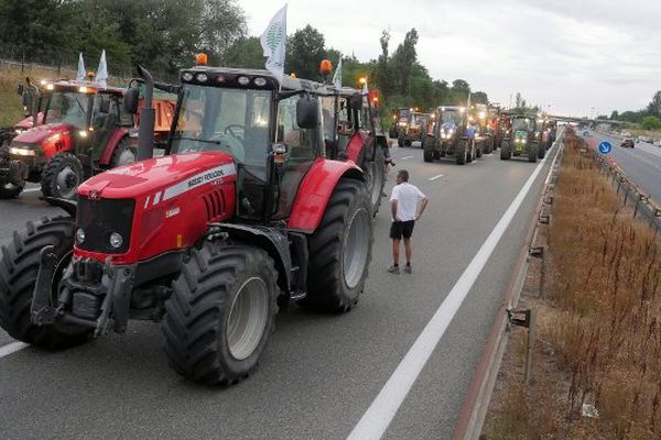 Des éleveurs bloquent l'autoroute A6 au niveau de la porte de Lyon, mercredi 22 juillet.