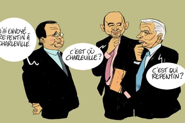 La venue du Ministre Thierry Repentin, vu par notre dessinateur Thierry Doudoux