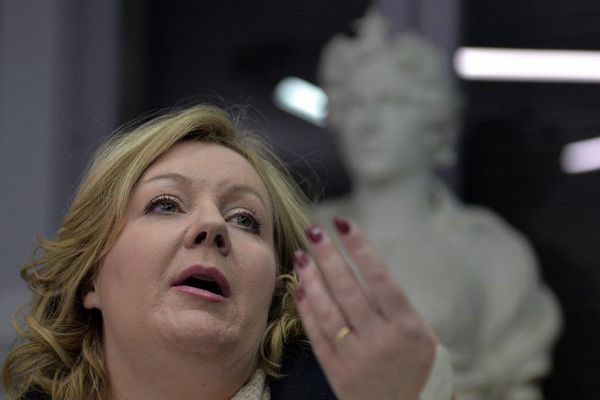 Sophie Montel est députée européenne et présidente du groupe FN au conseil régional de Bourgogne Franche-Comté (©Patrick Hertzog / AFP)