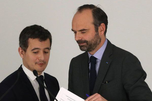 Le ministre de l'Action et des Comptes public, Gérald Darmanin et le Premier ministre Edouard Philippe