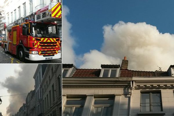 L'incendie rue Basse à Lille ce lundi. 