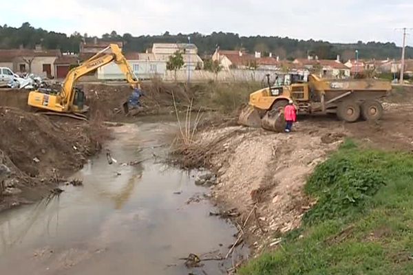 Le 7 février 2019, pendant les travaux de Villegailhenc, après les inondations du 14-15 octobre 2018.