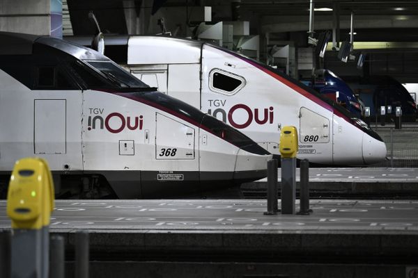 Deux TGV stationnés à la gare Montparnasse, à Paris.