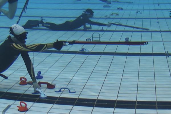 Le championnat de France de tir sur cible subaquatique dans la piscine de Bréquigny à Rennes, les 25 et 26 mai 2024