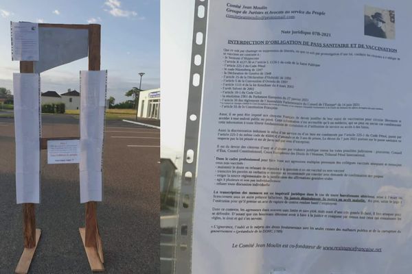 L'une des trois guillotines en bois et en carton placées dans les Landes le 24 juillet et menaçant des élus favorables au passe sanitaire.