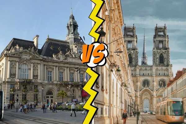 La Mairie de Tours et son tram versus la cathédrale d'Orléans et son tram.