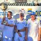 La triplette Quintais, Jouffre et Suchaud après sa victoire lors de la 63e édition de La Marseillaise à pétanque, mercredi 3 juillet 2024.