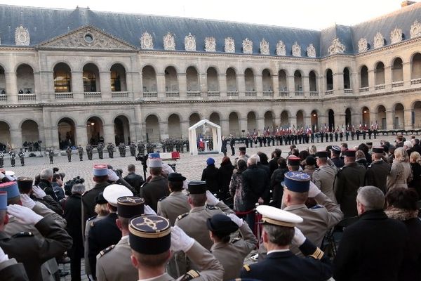 La Cour des Invalides, le 15 janvier 2013, lors de l'hommage au pilote Damien Boiteux 