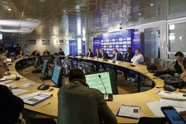 Conférence de presse pour présenter la Team Basket France, aujourd'hui à la fédération française de basket-ball