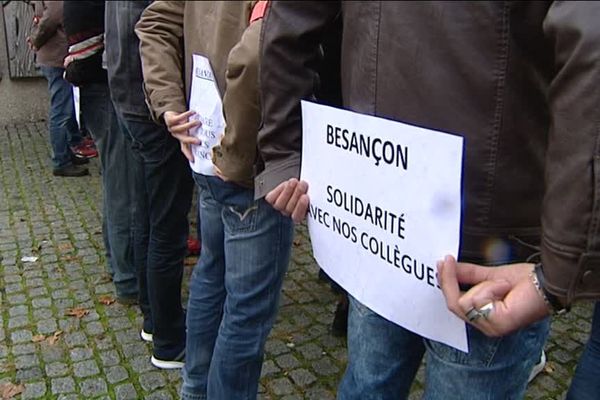 Mobilisation des policiers de Besançon en solidarité avec leurs collègues.