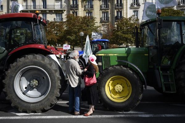 Durant la manifestation des agriculteurs à Paris.