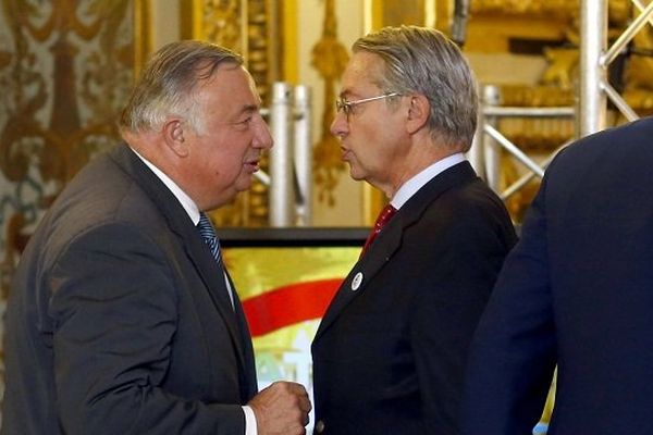 Gérard Larcher et Philippe Marini, le 28 septembre 2014 au Sénat.