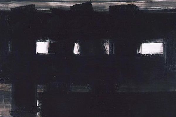 Huile sur toile de Pierre Soulages. Oeuvre signée. 1955